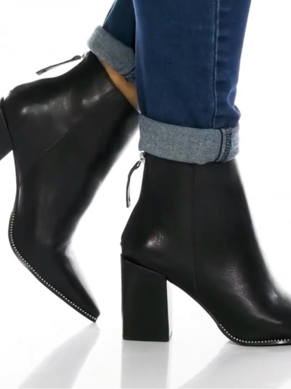 Steve Madden Black Pointed Toe Block Heel Ankle Boots